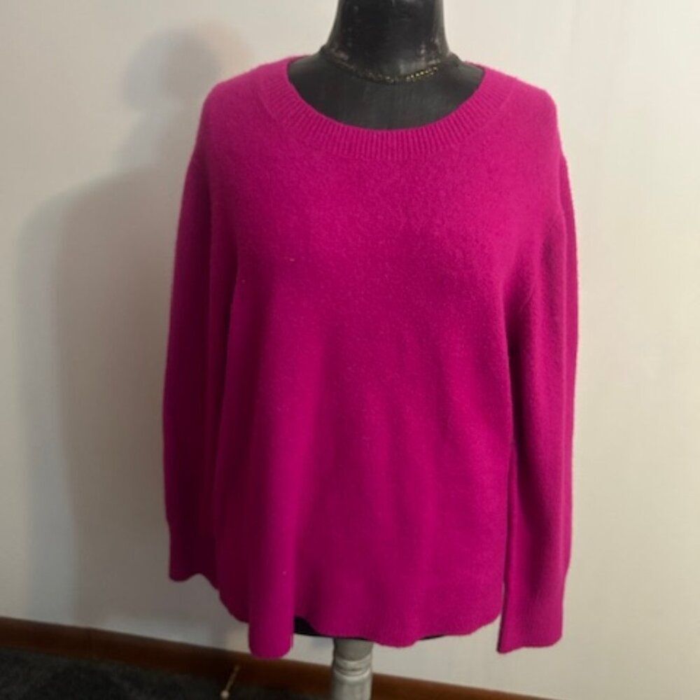 J. Crew Hot Magenta Pink Extra Soft crew neck sweater, size XXL